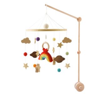 Mobile Bébé en Bois Naturel – Éveil et Décoration pour Chambre de Bébé